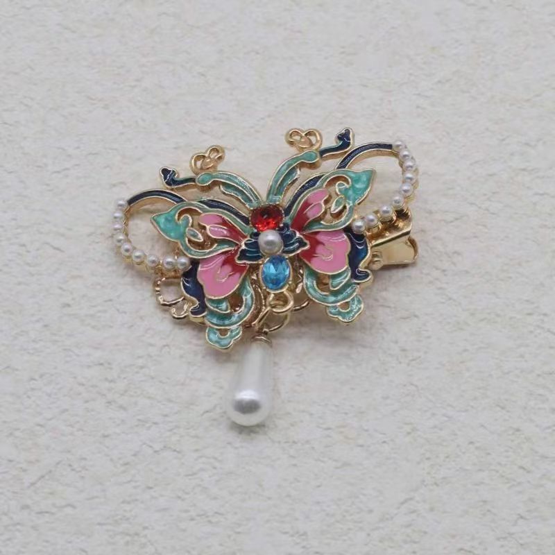Hanbok Hair Pin - Épingle à cheveux papillon bleu brûlé